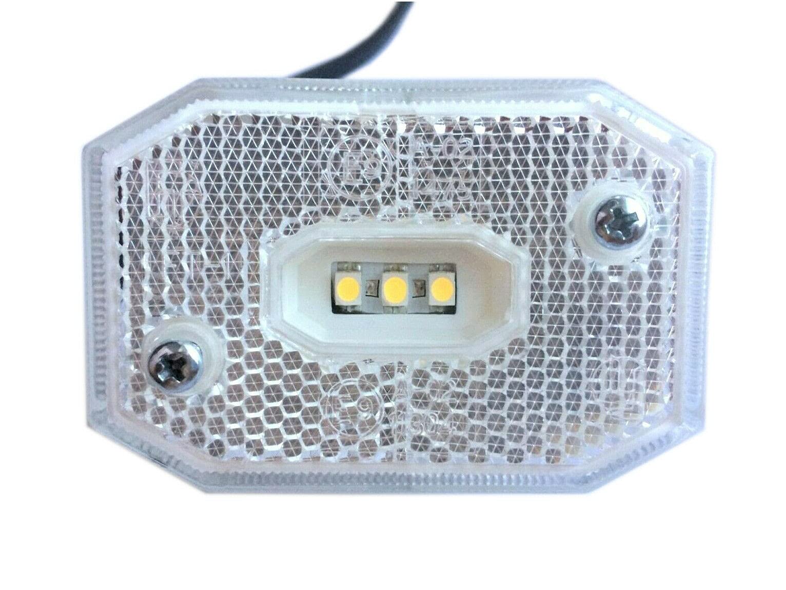 MelTruck® Weiß LED Umrissleuchte f. LKW 12V 24V Begrenzungsleuchte mit Reflektor 3 LEDs E9 von MelTruck