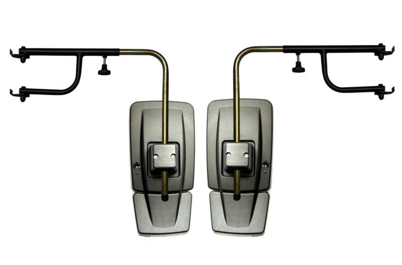 MelTruck 2x Außenspiegel - Spiegel - Seitenspiegel 353x182 mm, Beheizt 12V und Spiegelarm 480 mm - 680 mm Spiegelhalter Teleskop Metall mit Verlängerung für Traktor von MelTruck