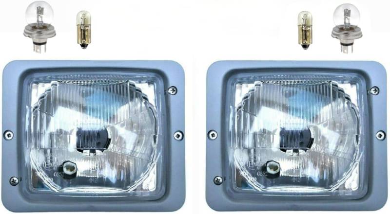 MelTruck 2x R2 Scheinwerfer 12V 24V Fernlicht Positionslicht Abblendlicht für Steyr MB IHC Fendt E20 IP54 Glühbirnen 12V (3 Funktionen - R2 - andere) von Mlx
