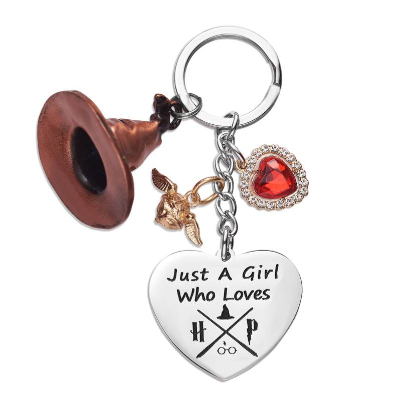 Harry Pottery Geschenke Schlüsselanhänger Zauberei Geschenk für Frauen Tochter Teenager Mädchen Hary Potter Merchandise Herz Schlüsselanhänger von Melix Home