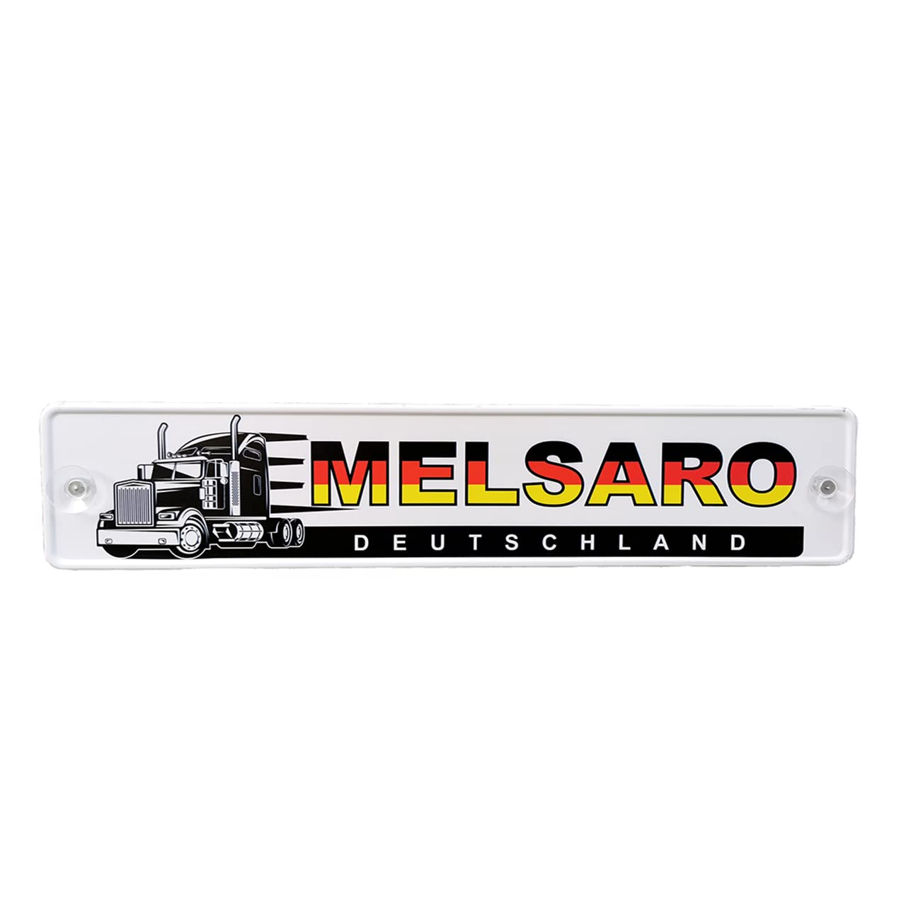 Melsaro LKW Truck Trucker Funschild Namensschild mit deinem Name Saugnapf Auto Deutschland 520 x 110 mm Autoschild Traktor Schild von Melsaro