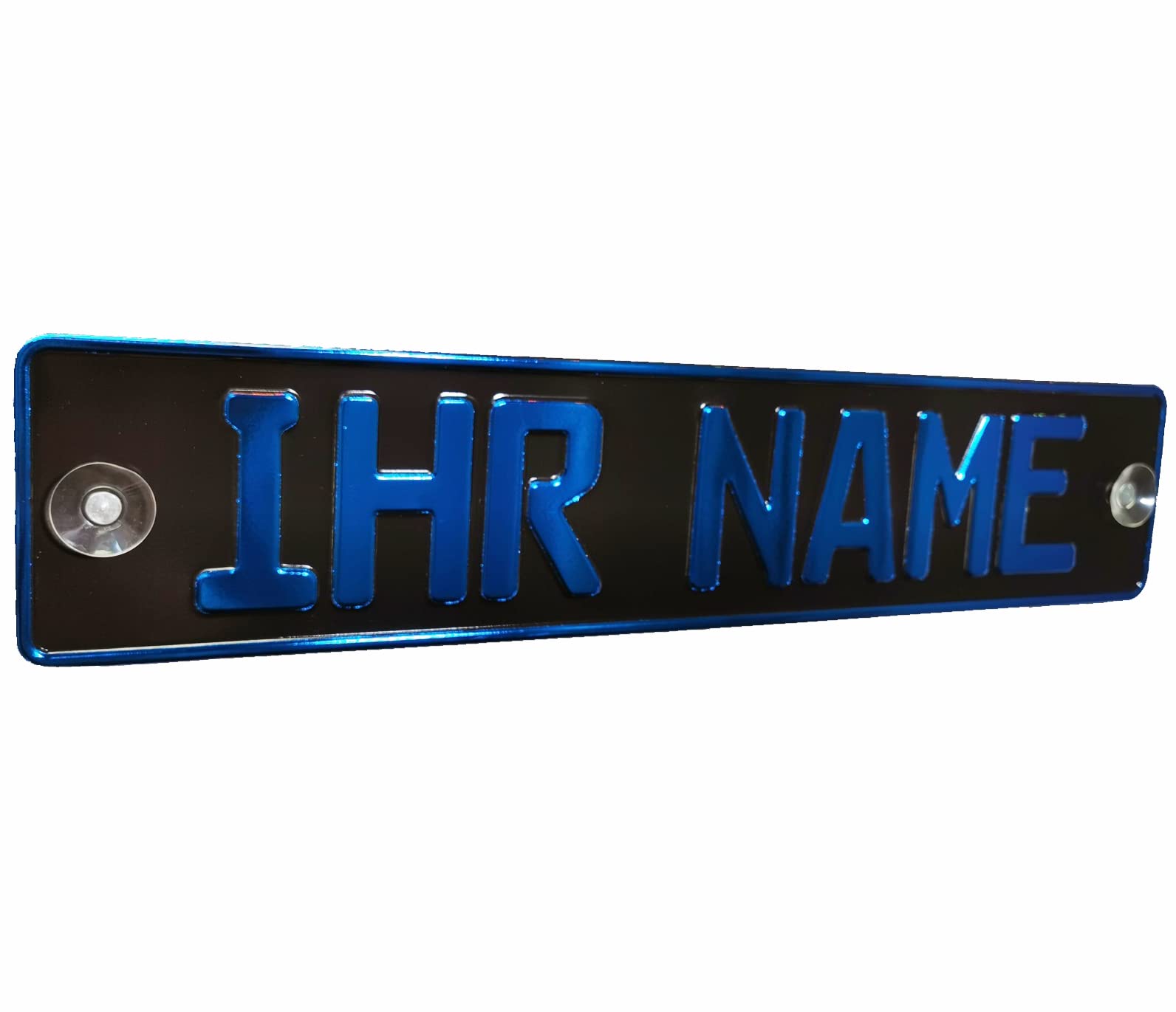 Schild Namenschild LKW Fahrer Autofahrer Anthrazit/Schwarz Farbe vom Text ist in Blau Metallic Folie farbig Truck Funschild von Melsaro