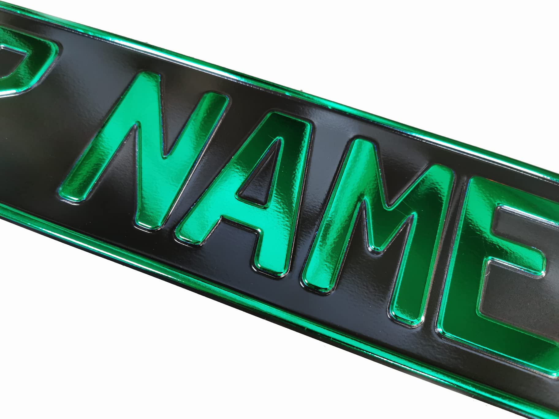 Schild Namenschild LKW Fahrer Autofahrer Anthrazit/Schwarz Farbe vom Text ist in Grün Metallic Folie farbig Truck Funschild von Melsaro