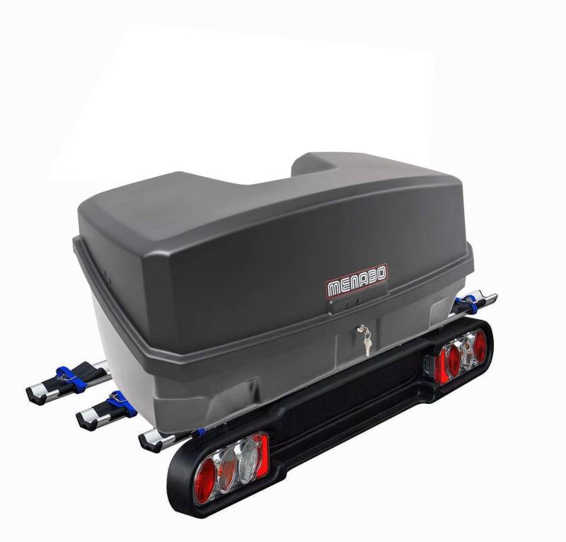 Race 3 Kupplungsträger Fahrradträger 3 Räder + Nekkar Gepäckbox 300 Liter schwarz von Ménabo