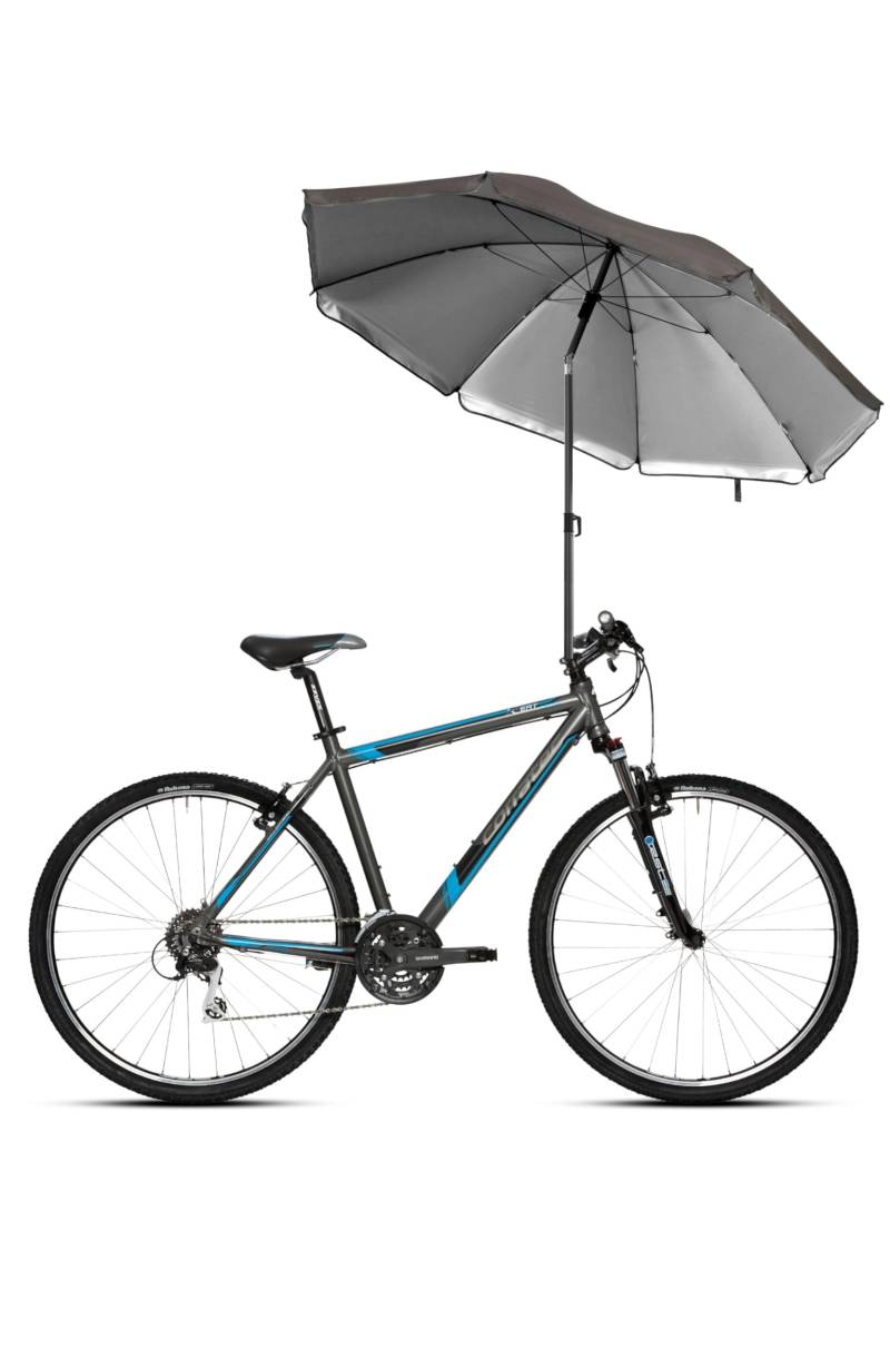 Menz Fahrrad Sonnenschirm inkl. Hülle - Verstellbarer rund Schirm für Fahrrad, Taupe - UPF 50+ Sonnenschirm für komfortablen Sonnenschutz auf Fahrradtouren von Menz