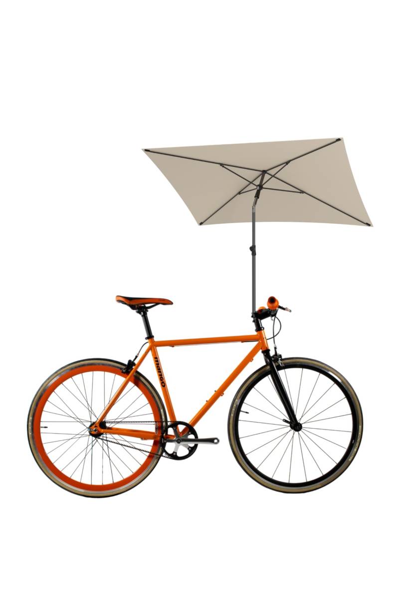 Menz Fahrrad Sonnenschirm rechteckig inkl. Hülle, rechteckig Plus, Beige - UV-Schutz UPF 50+, Verstellbarer Fahrrad Sonnenschirm für Rennrad, E-Bike - Fahrradzubehör für Outdoor-Aktivitäten von Menz
