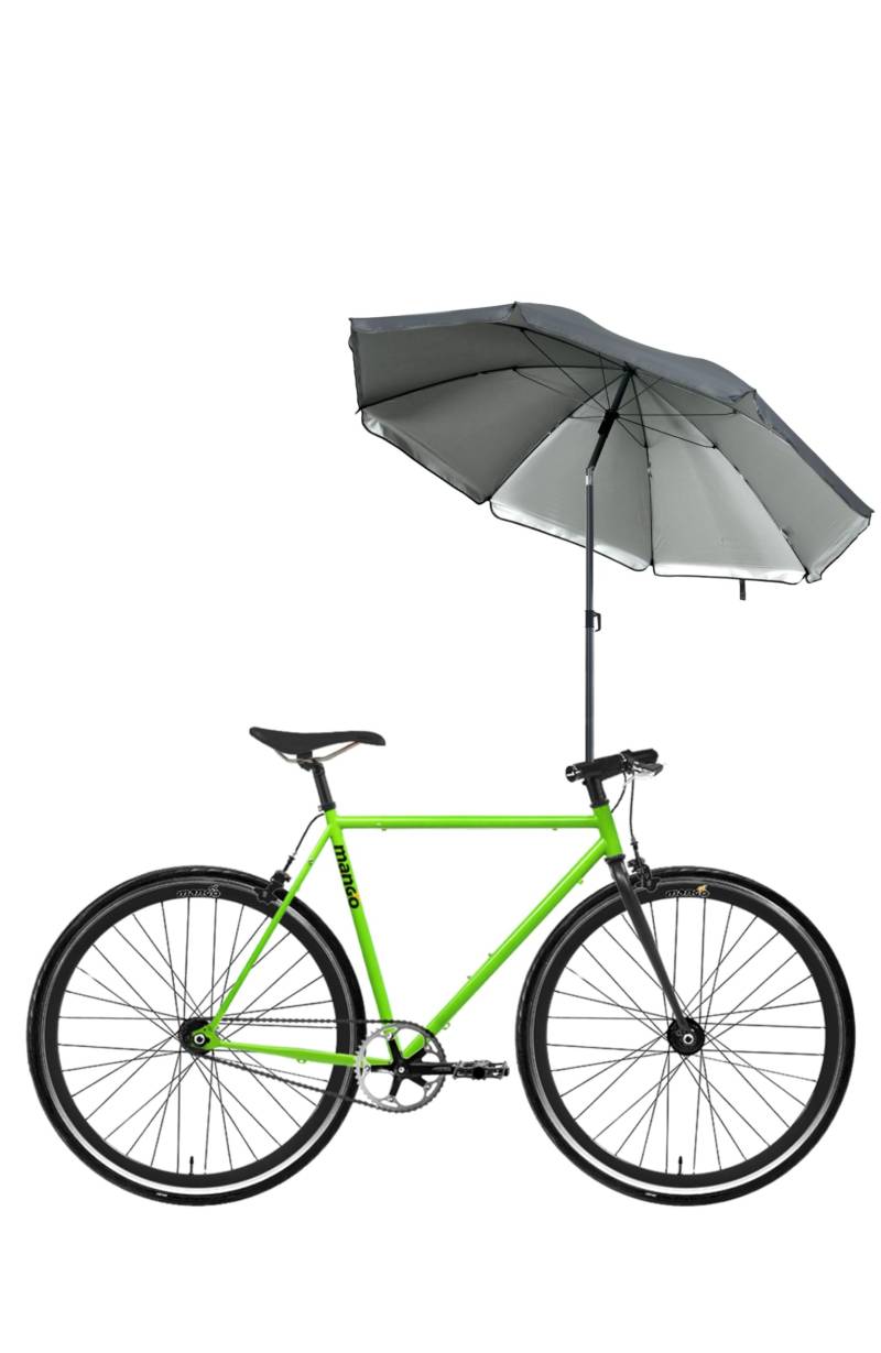 Menz Fahrrad Sonnenschirm rund inkl. Hülle, Verstellbarer Sonnenschirm für Fahrrad, UV-Schutz UPF 50+, Fahrradzubehör für Outdoor-Aktivitäten, Anthrazit von Menz