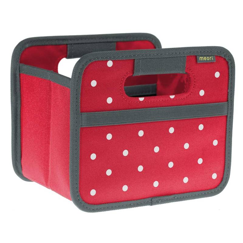 meori Faltbox Mini in Rot mit Punkten – Kleine Klappbox mit Griffen – Geschenkidee und Allzweck Aufbewahrungslösung - A100301 - 16,5 x 12,5 x 14 cm von meori