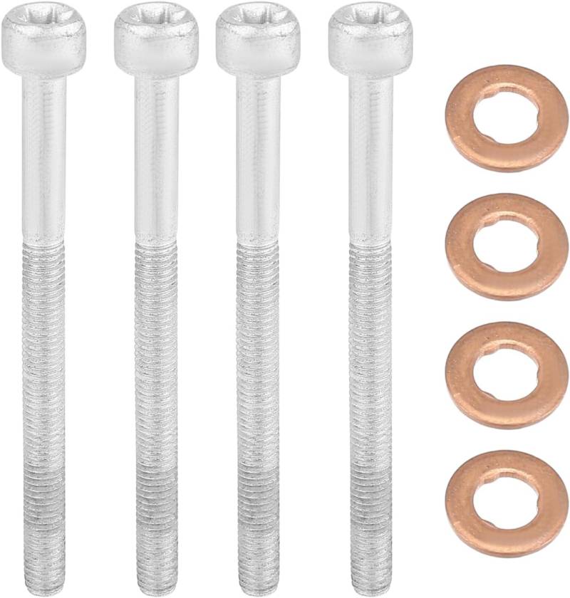Merautop SJ Einspritzdüsenhalter Schraubensatz, 4x Einspritzdüsenhalterschraube + 4x Dichtringe Ersatz für W168 W245 CL203 W202 W210 Autozubehör Teil# A0009902907 A0039904012 A0049902812 von Merautop SJ