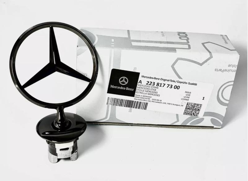 Mercedes-Benz Stern Motorhaube Schwarz Original A2238177300 für C-Klasse, E-Klasse, S-Klasse, GLS, CLK von Mercedes-Benz