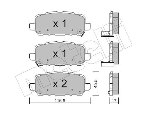 Bremsbelagsatz, Scheibenbremse Hinterachse Metelli 22-1084-0 von Metelli