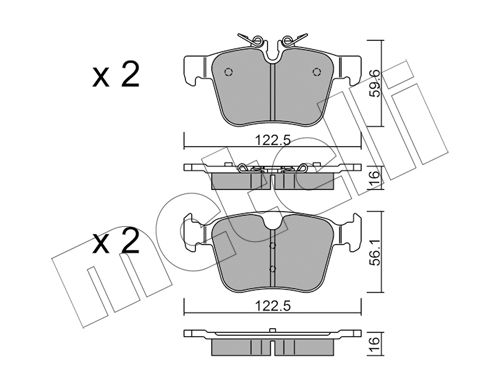 Bremsbelagsatz, Scheibenbremse Hinterachse Metelli 22-1122-0 von Metelli
