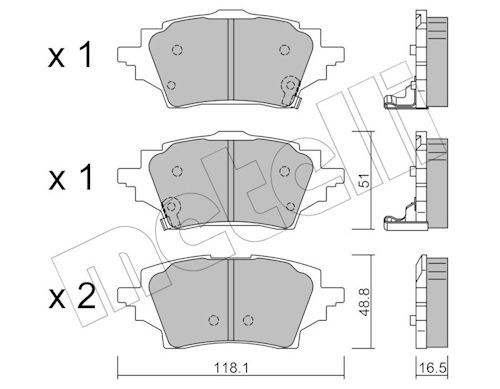 Bremsbelagsatz, Scheibenbremse Hinterachse Metelli 22-1228-0 von Metelli