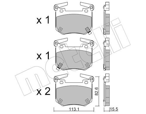 Bremsbelagsatz, Scheibenbremse Hinterachse Metelli 22-1307-0 von Metelli