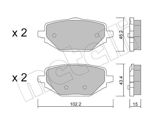 Bremsbelagsatz, Scheibenbremse Hinterachse Metelli 22-1324-0 von Metelli