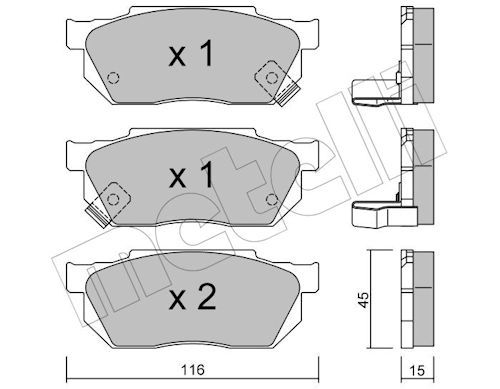 Bremsbelagsatz, Scheibenbremse Vorderachse Metelli 22-0247-1 von Metelli