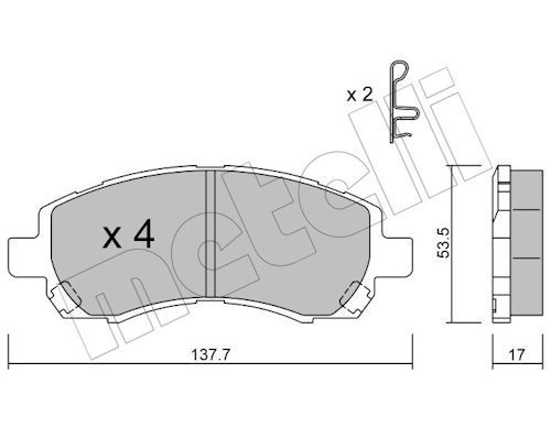 Bremsbelagsatz, Scheibenbremse Vorderachse Metelli 22-0295-0 von Metelli