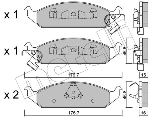 Bremsbelagsatz, Scheibenbremse Vorderachse Metelli 22-0355-0 von Metelli
