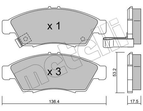 Bremsbelagsatz, Scheibenbremse Vorderachse Metelli 22-0437-0 von Metelli