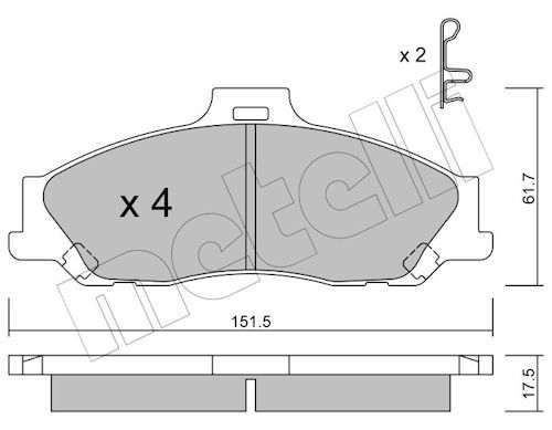 Bremsbelagsatz, Scheibenbremse Vorderachse Metelli 22-0479-0 von Metelli