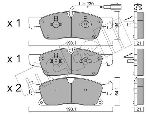 Bremsbelagsatz, Scheibenbremse Vorderachse Metelli 22-0927-5 von Metelli