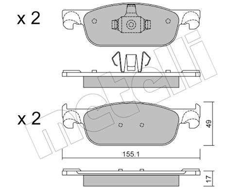 Bremsbelagsatz, Scheibenbremse Vorderachse Metelli 22-1109-0 von Metelli