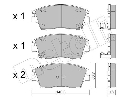 Bremsbelagsatz, Scheibenbremse Vorderachse Metelli 22-1164-0 von Metelli