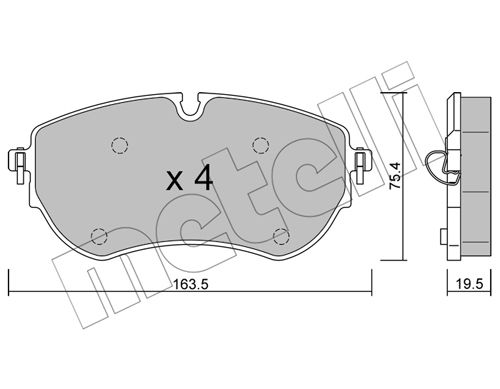 Bremsbelagsatz, Scheibenbremse Vorderachse Metelli 22-1172-0 von Metelli