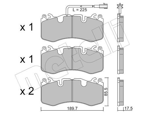 Bremsbelagsatz, Scheibenbremse Vorderachse Metelli 22-1202-0 von Metelli