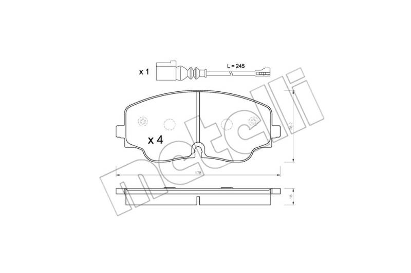 Bremsbelagsatz, Scheibenbremse Vorderachse Metelli 22-1316-0 von Metelli