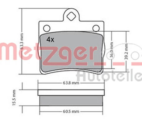 Bremsbelagsatz, Scheibenbremse Hinterachse Metzger 1170239 von Metzger