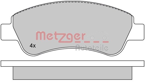 Bremsbelagsatz, Scheibenbremse Vorderachse Metzger 1170026 von Metzger