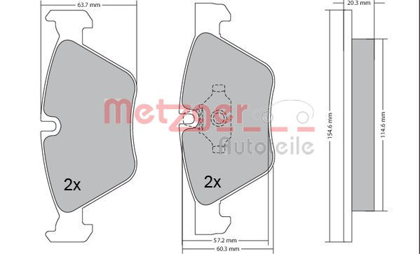 Bremsbelagsatz, Scheibenbremse Vorderachse Metzger 1170078 von Metzger