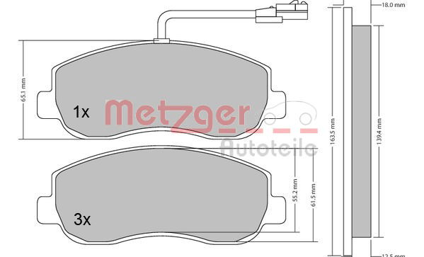 Bremsbelagsatz, Scheibenbremse Vorderachse Metzger 1170148 Bremsbelagsatz, Scheibenbremse Vorderachse Metzger 1170148 von Metzger