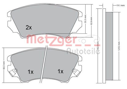 Bremsbelagsatz, Scheibenbremse Vorderachse Metzger 1170221 von Metzger