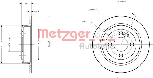 Bremsscheibe Hinterachse Metzger 6110105 von Metzger