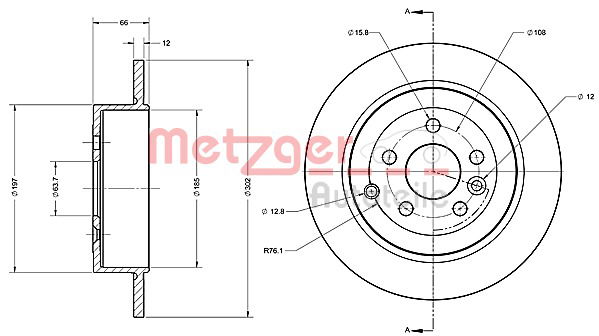 Bremsscheibe Hinterachse Metzger 6110366 von Metzger