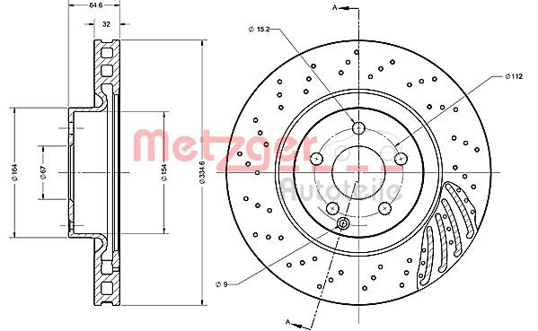 Bremsscheibe Vorderachse Metzger 6110233 von Metzger