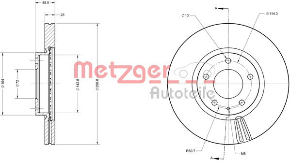 Bremsscheibe Vorderachse Metzger 6110295 von Metzger