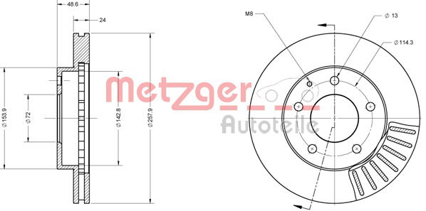 Bremsscheibe Vorderachse Metzger 6110409 von Metzger