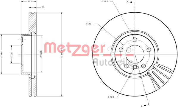 Bremsscheibe Vorderachse Metzger 6110555 Bremsscheibe Vorderachse Metzger 6110555 von Metzger