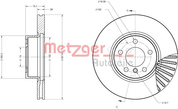 Bremsscheibe Vorderachse Metzger 6110718 von Metzger