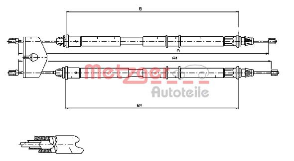 Seilzug, Feststellbremse hinten Metzger 11.5453 Seilzug, Feststellbremse hinten Metzger 11.5453 von Metzger