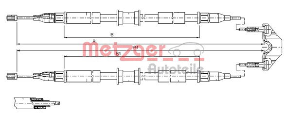 Seilzug, Feststellbremse hinten Metzger 11.5765 von Metzger