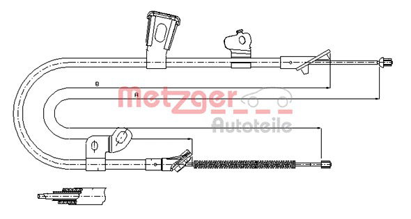 Seilzug, Feststellbremse hinten links Metzger 17.1078 von Metzger