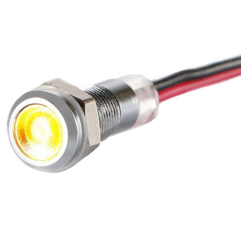 LED-Kontrollleuchte - 6 mm - V2A Edelstahl - AC/DC 6V-24V - Staub und Wasserdicht nach IP67-6 mm - Gelb von Metzler