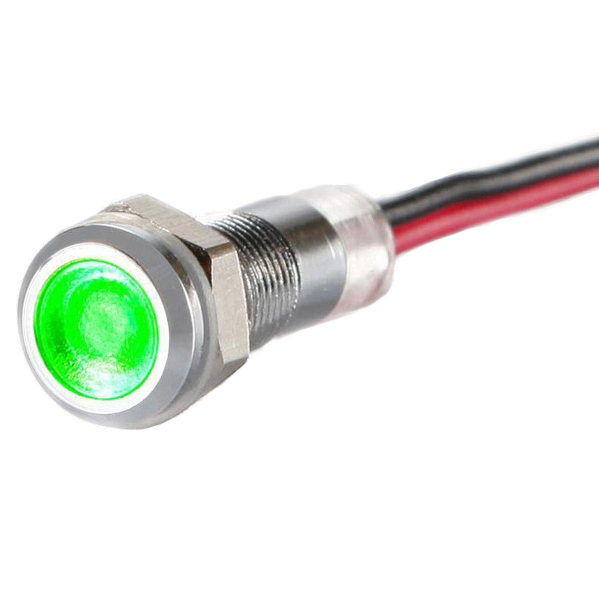 LED-Kontrollleuchte - 6 mm - V2A Edelstahl - AC/DC 6V-24V - Staub und Wasserdicht nach IP67 - Grün von Metzler