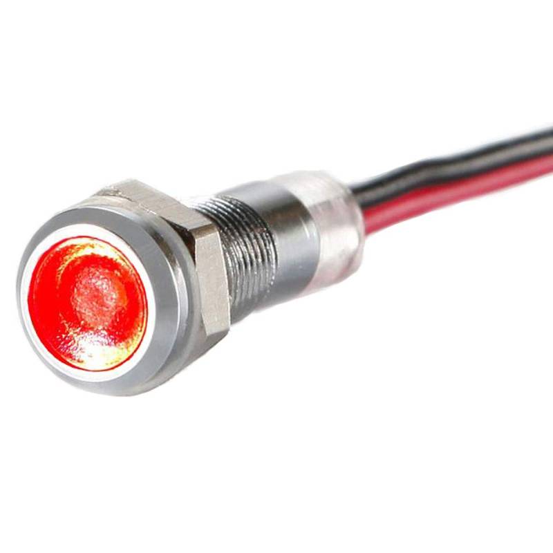 LED-Kontrollleuchte - 6 mm - V2A Edelstahl - AC/DC 6V-24V - Staub und Wasserdicht nach IP67 - Rot von Metzler