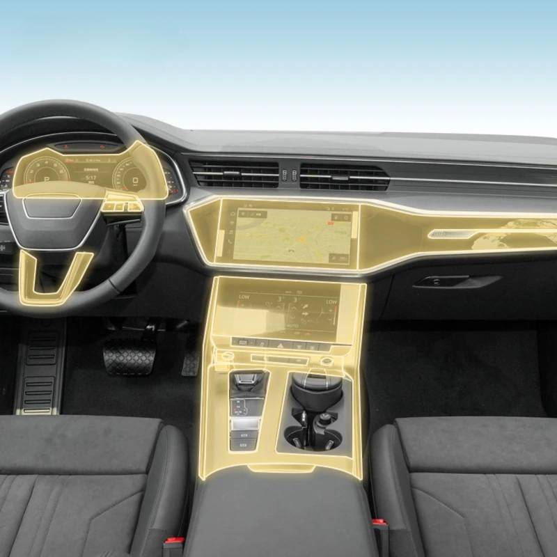 Auto Innenraum Mittelkonsole Transparent TPU PPF Schutzfolie Anti-Kratzer Reparatur Folie Zubehör für Audi A6 A7 C8 2019-2024 (Stil für Linkslenker) von Meuoada