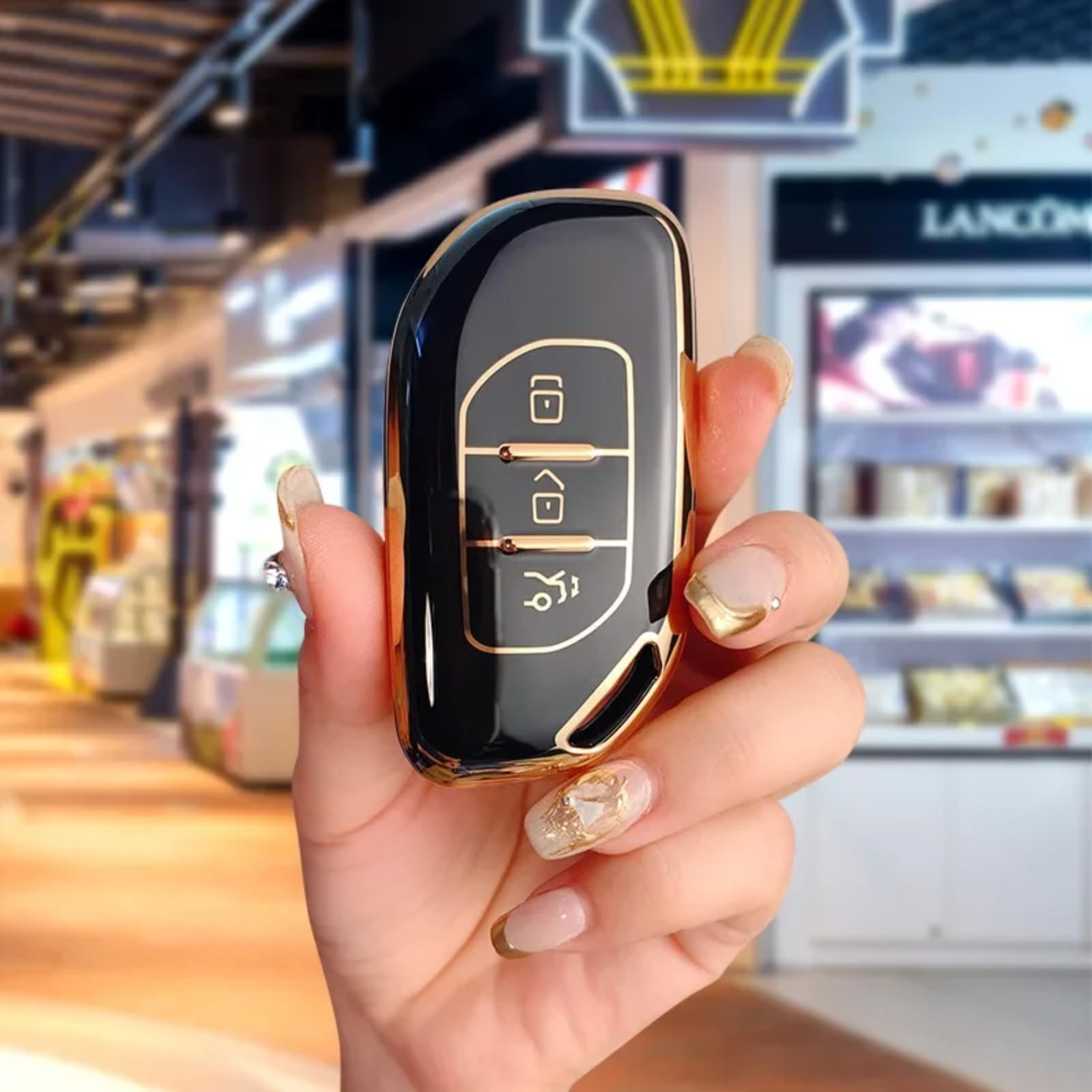 Auto-Smart-Schlüsselanhänger-Gehäuse, Zubehör, schlüsselloser Zugang, Fernbedienungsbefestigung, für Dongfeng Fengxing Forthing T5 EVO 2021 Zubehör Auto-Styling (schwarz) von Meuoada